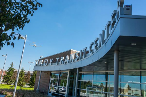 troy transit center view from the front sidewalk